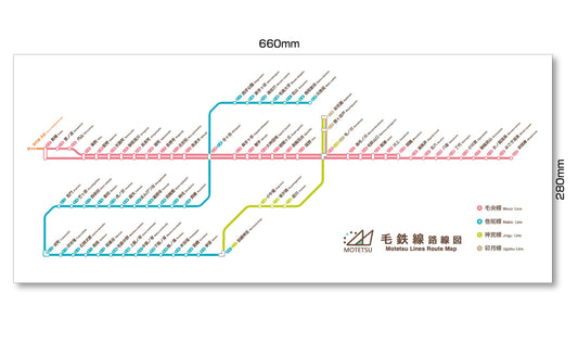 "A manga about a wolf driving a train" - A horizontal route map above the door of the Mao Railway