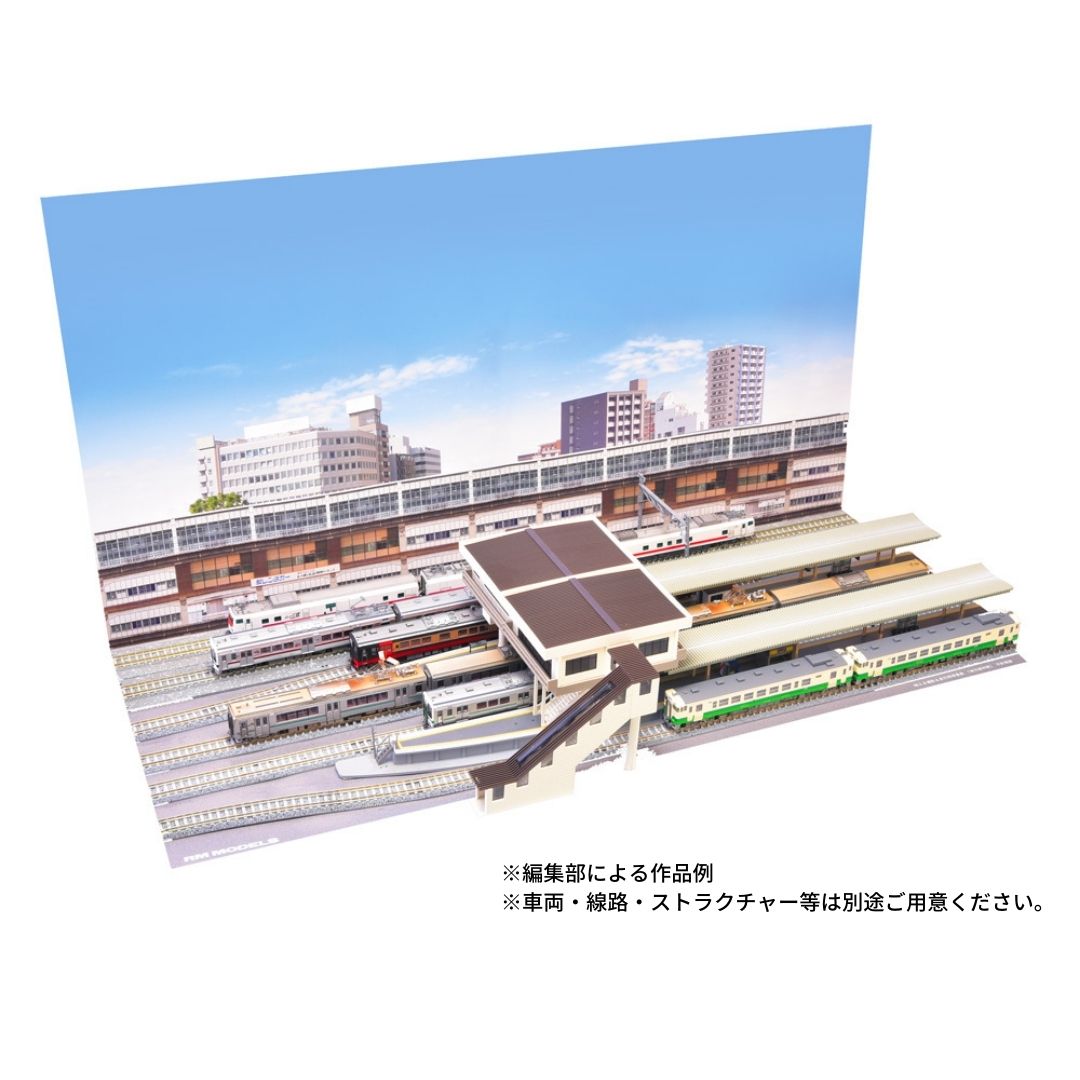 【1枚入り・折れ目無し】映える撮影&走行用背景紙 地方都市駅風景